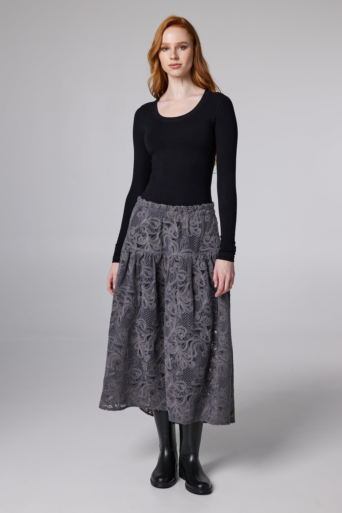 Lace Maxi Skirt With Adjustable Waistband