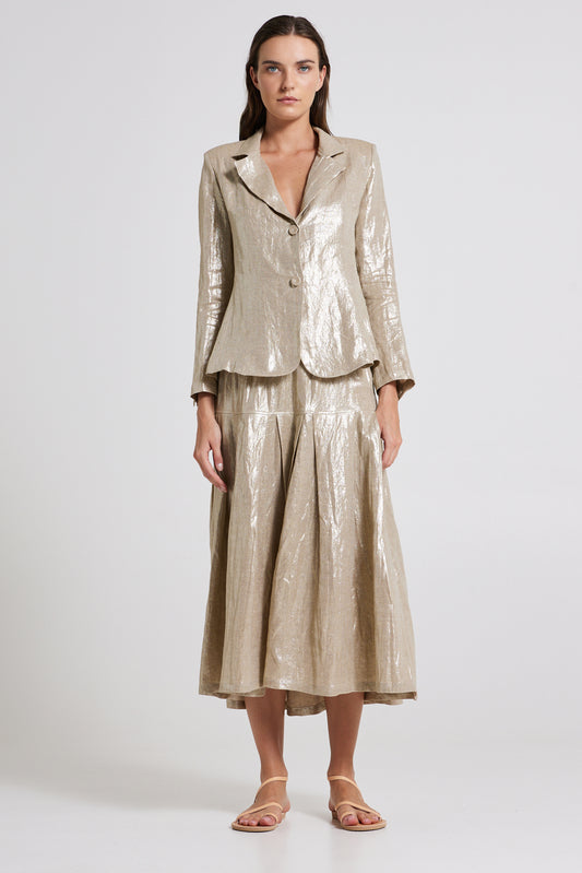 Linen Blazer With Front Buttons