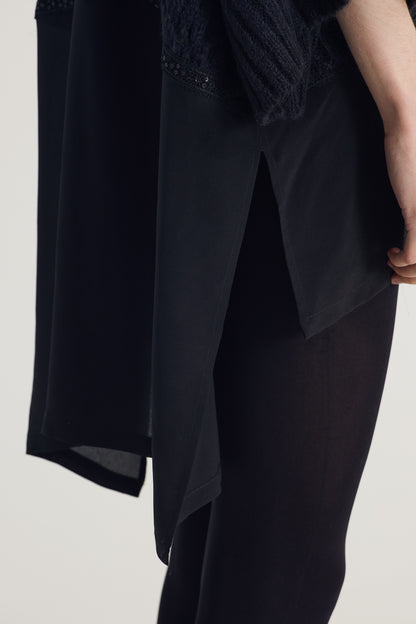 Long Wool Blouse With Silk Top