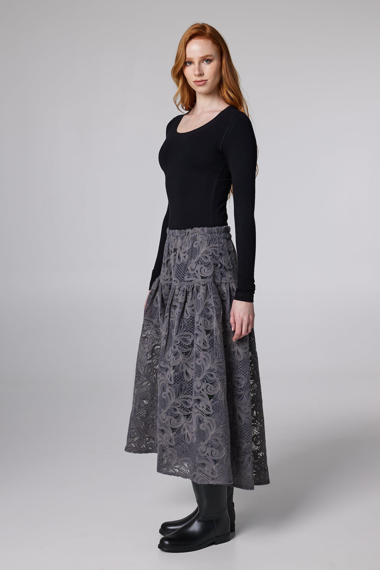 Lace Maxi Skirt With Adjustable Waistband