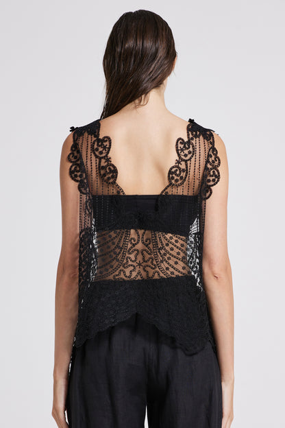 Lace Vest With Open Back