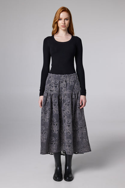 Lace Maxi Skirt With Adjustable Waistband
