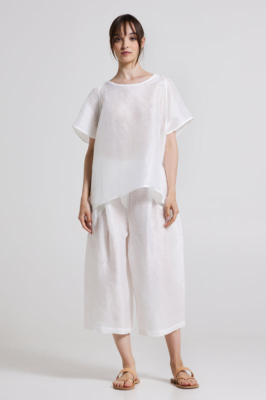 Linen And Silk Blouse With Open Back