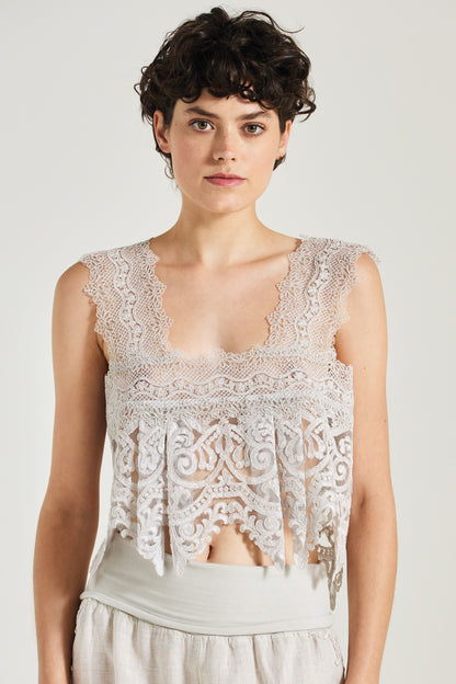 Lace Blouse With Double Back Ribbon