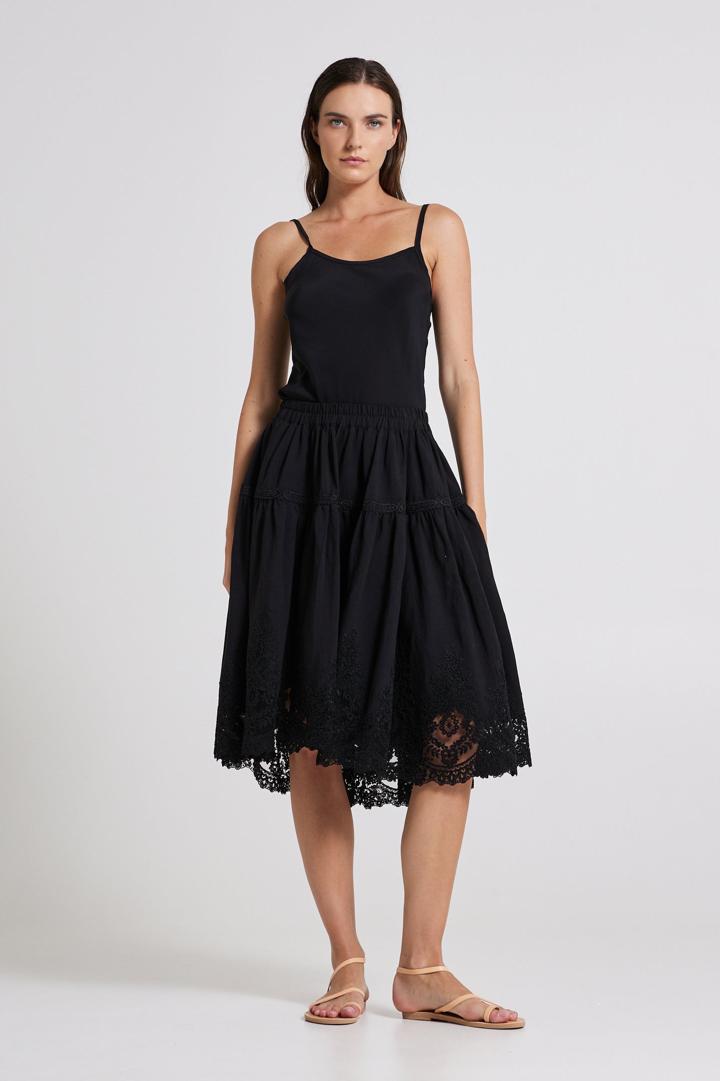 Linen Skirt With Lace Details