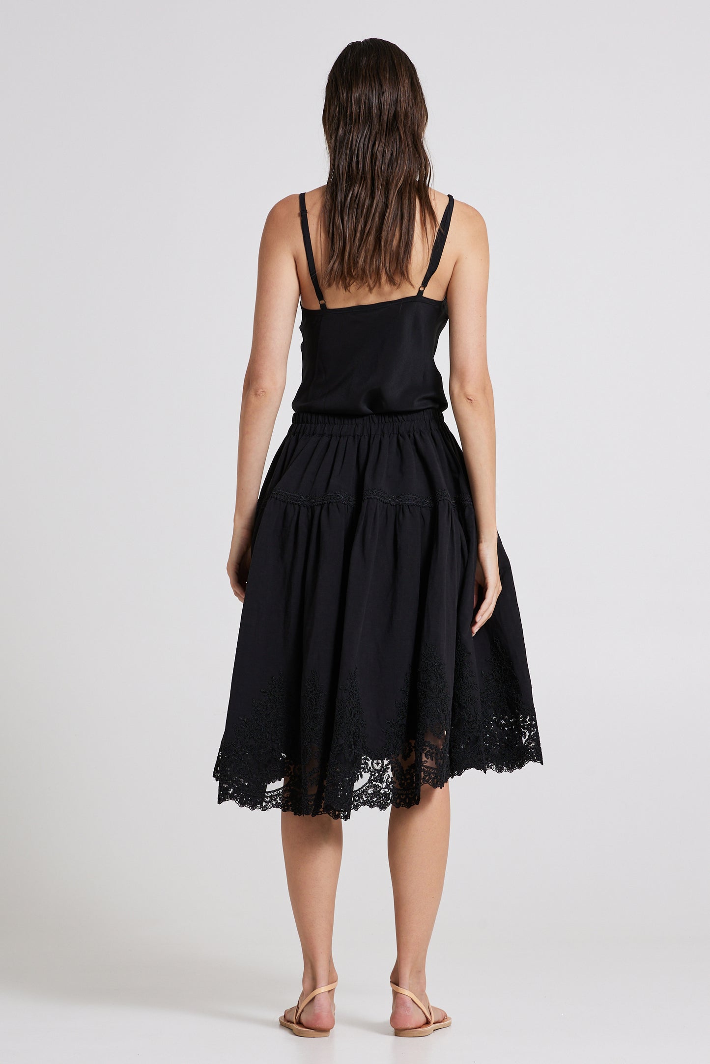Linen Skirt With Lace Details