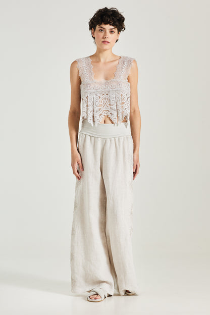 Lace Blouse With Double Back Ribbon