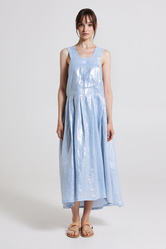 Linen Long Dress With Front Pocket