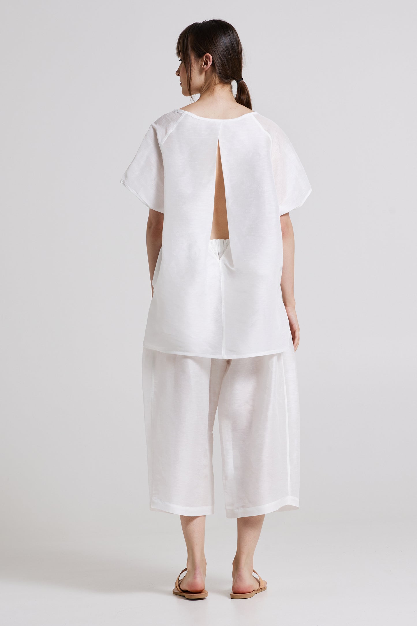 Linen And Silk Blouse With Open Back