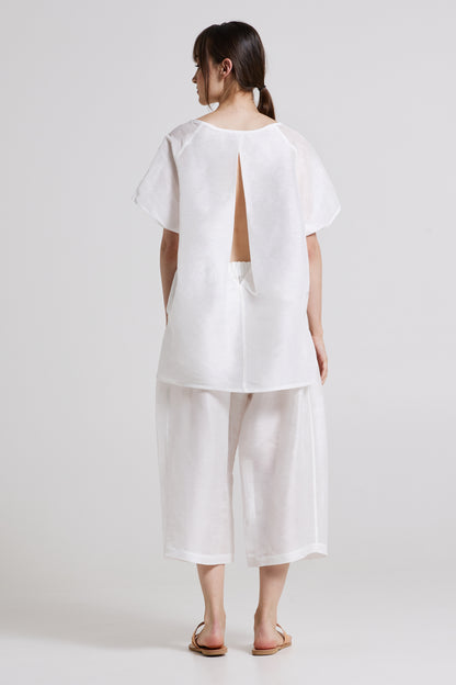 Linen And Silk Blouse With Open Back