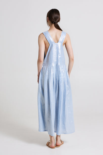 Linen Long Dress With Front Pocket