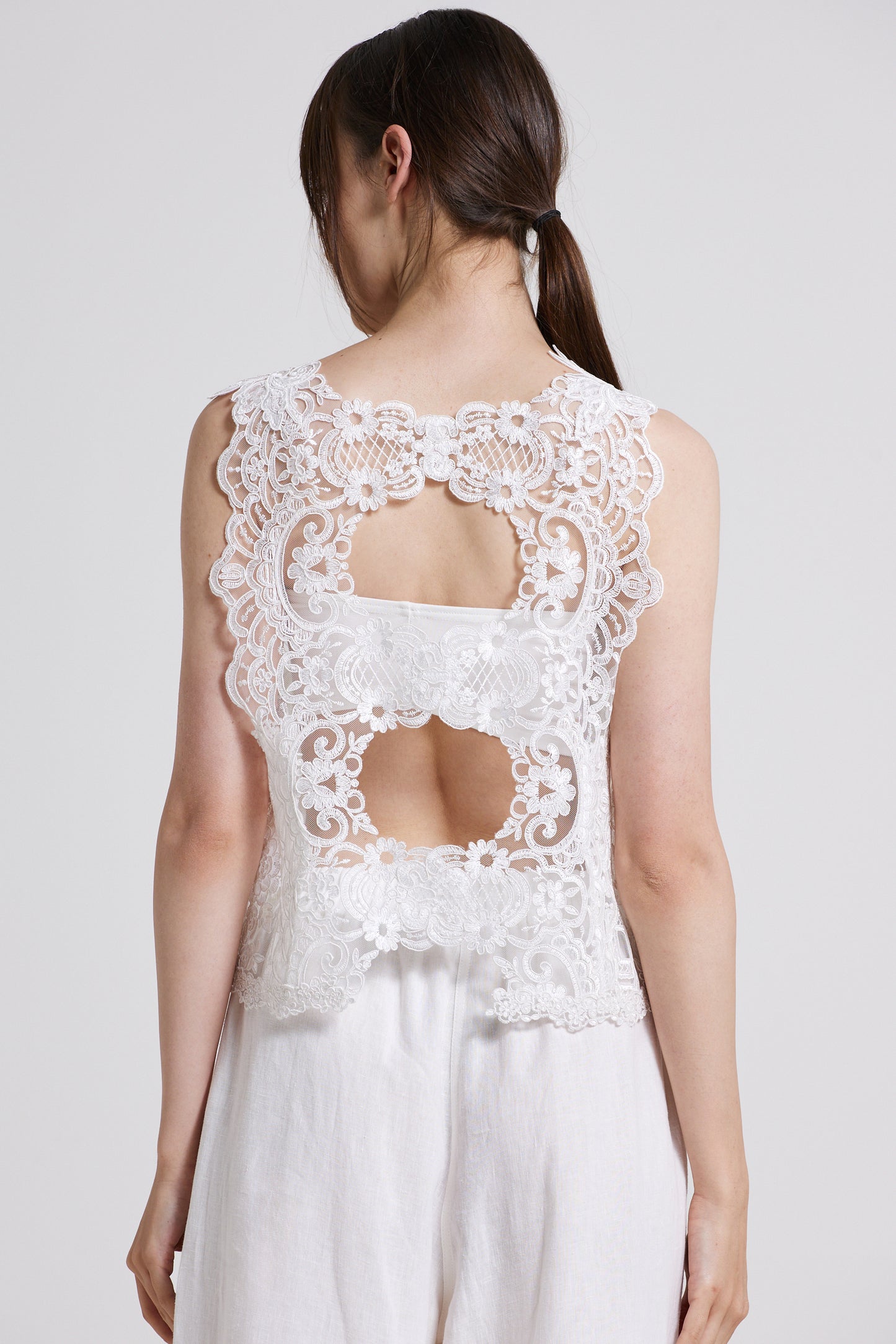 Lace Crop-Top With Back Openings