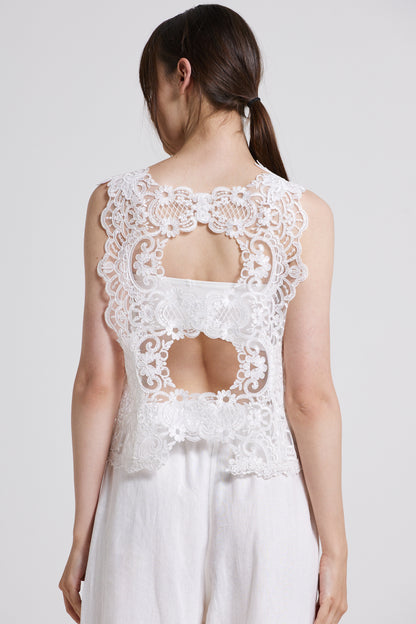 Lace Crop-Top With Back Openings