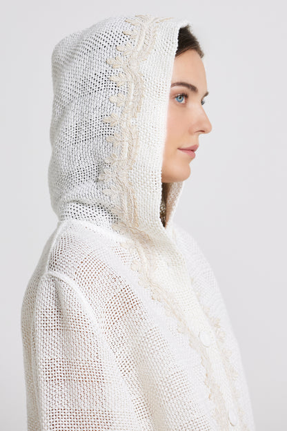 Linen And Cotton Knitwear Jacket With Hood
