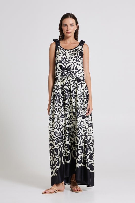 Silk Sleeveless Dress With Open Back