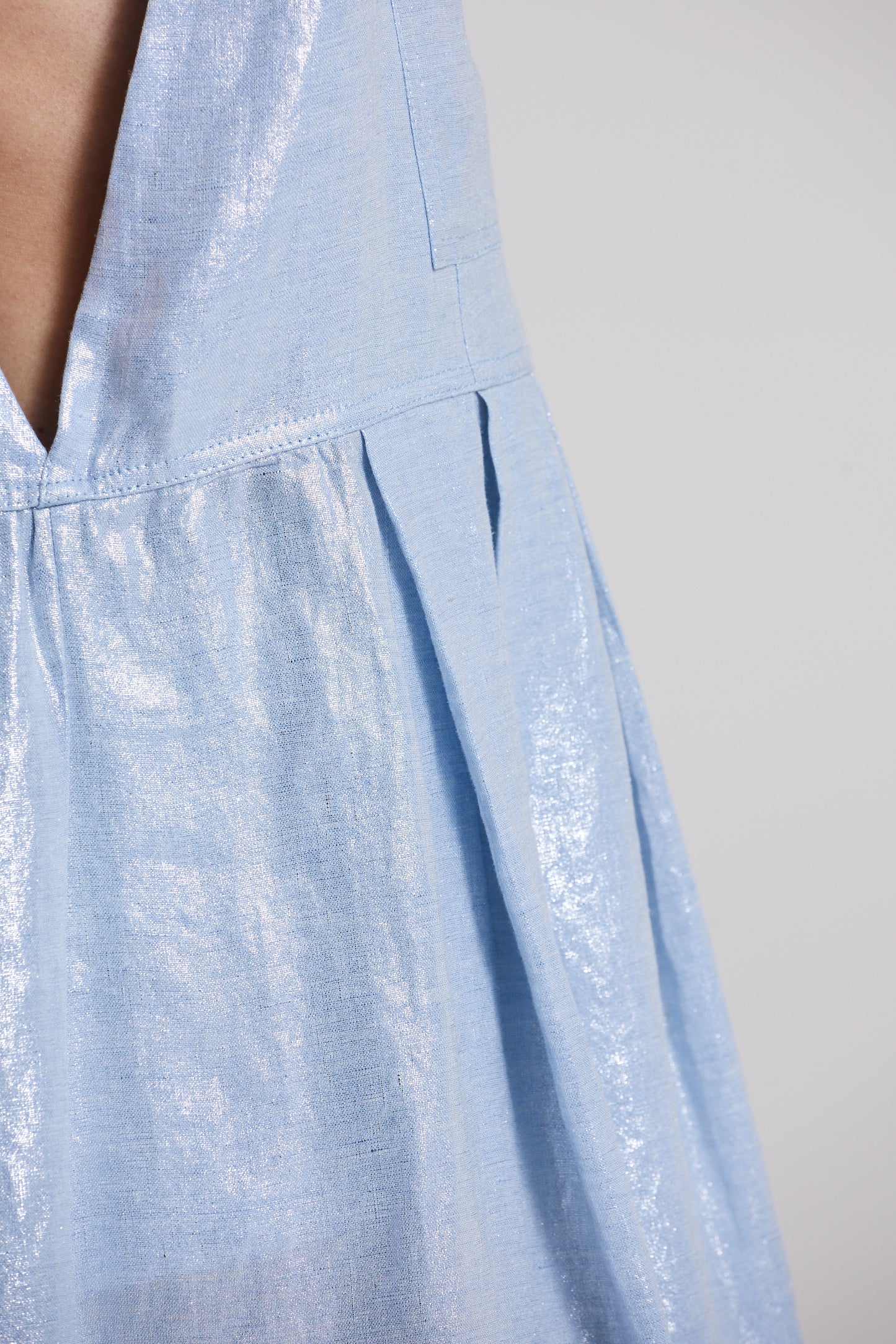 Linen Long Dress With Front Pocket