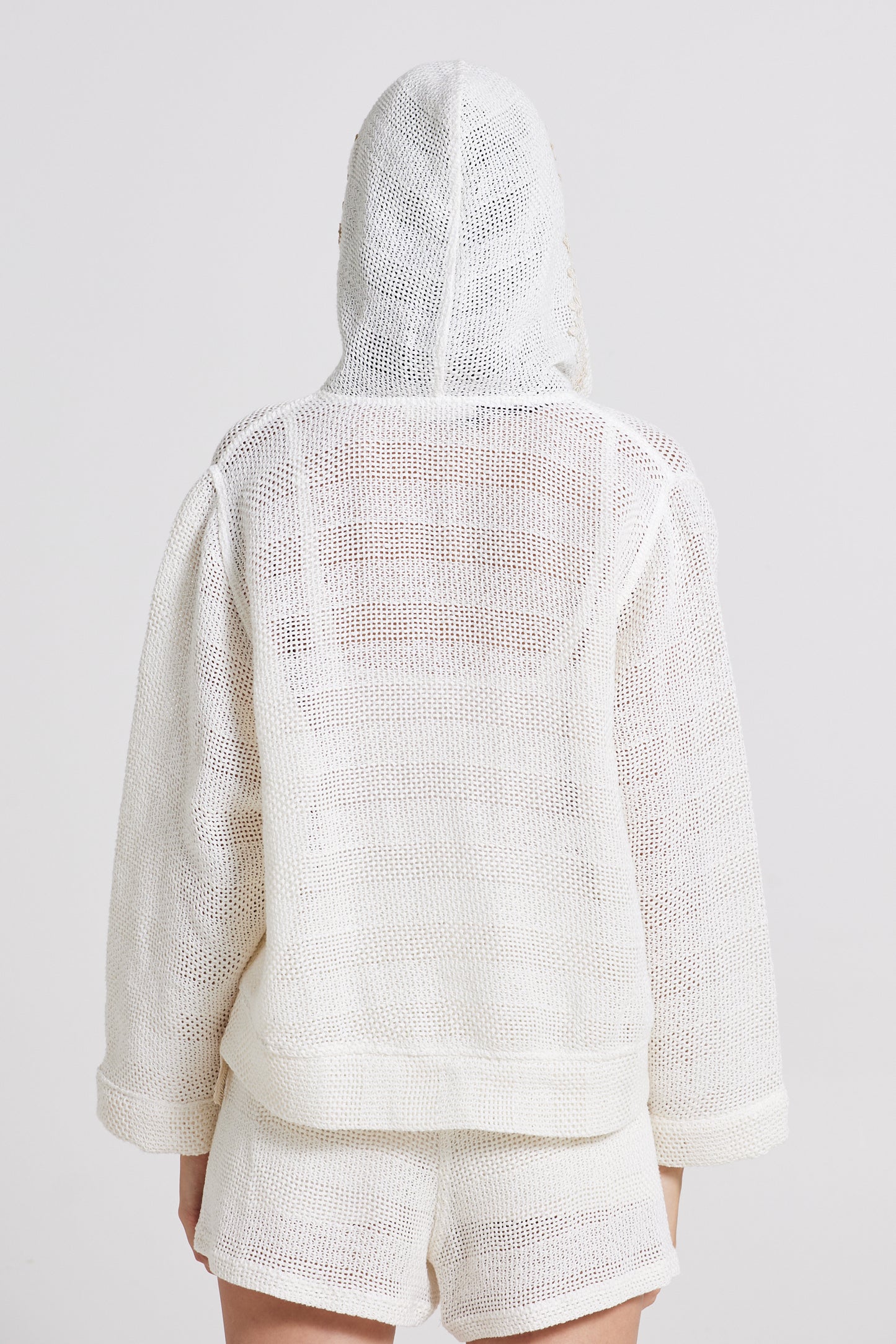 Linen And Cotton Knitwear Jacket With Hood