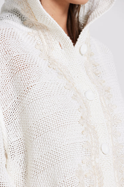 Linen And Cotton Knitwear Jacket With Hood