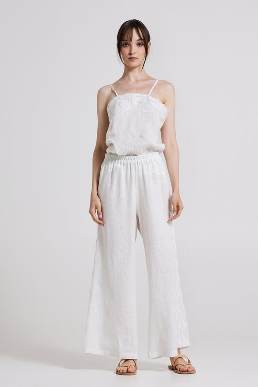 Linen Trousers With Side Lace