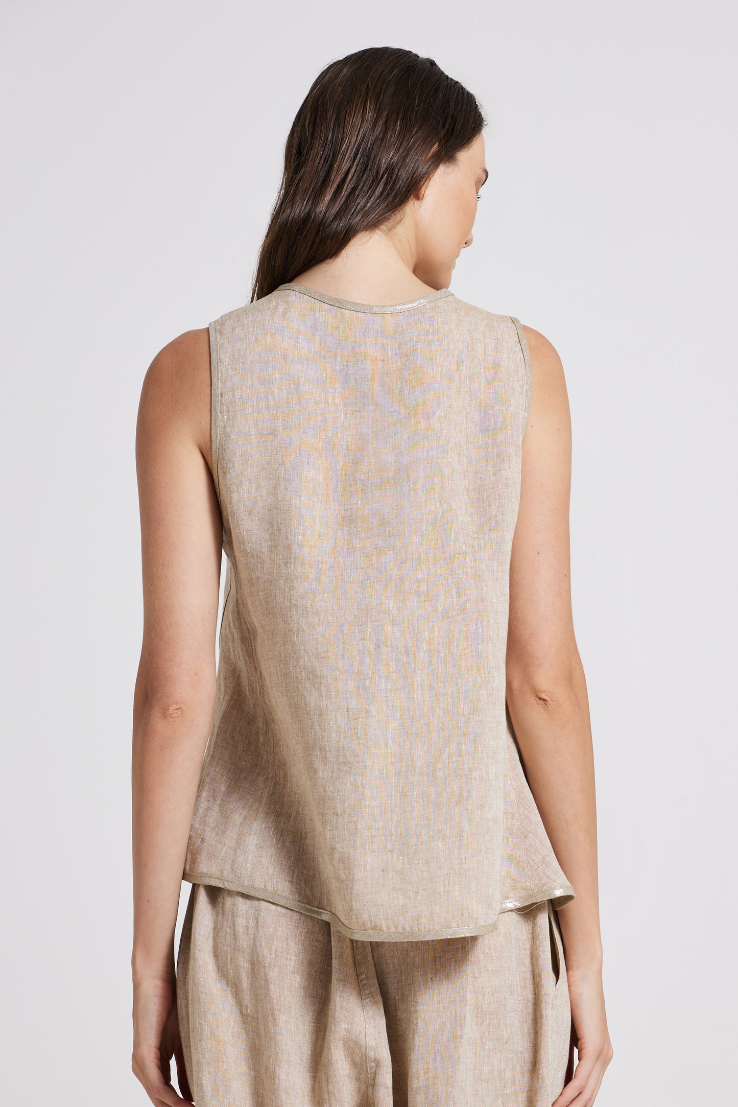 Linen Tank Top With Round Neck