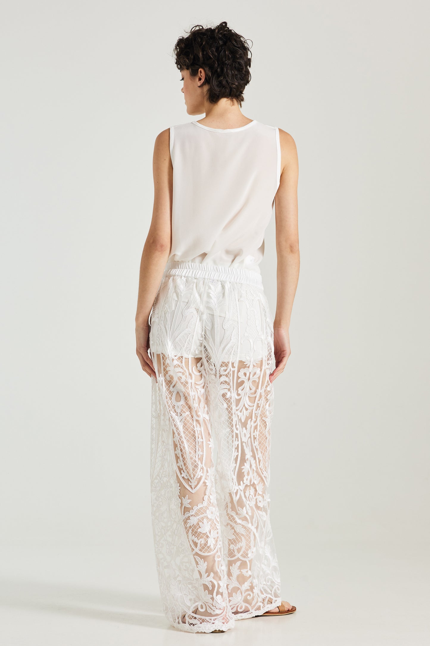 Lace Pants With Silk Waistband