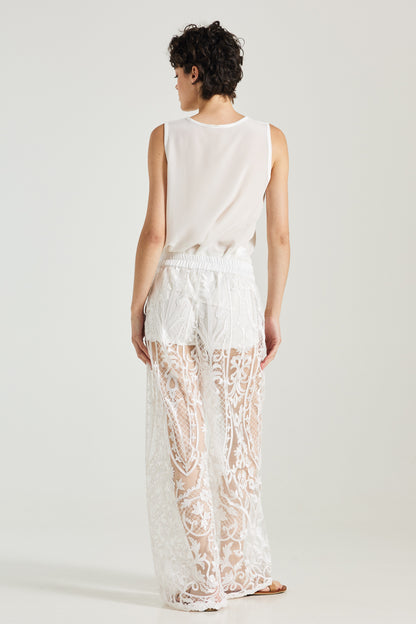 Lace Pants With Silk Waistband