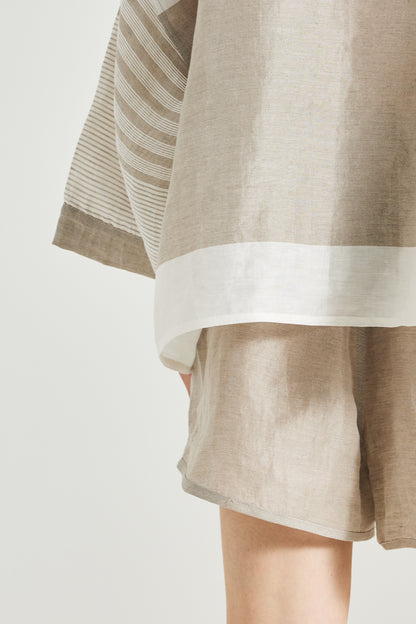 Linen And Silk Blouse With Bell Sleeves