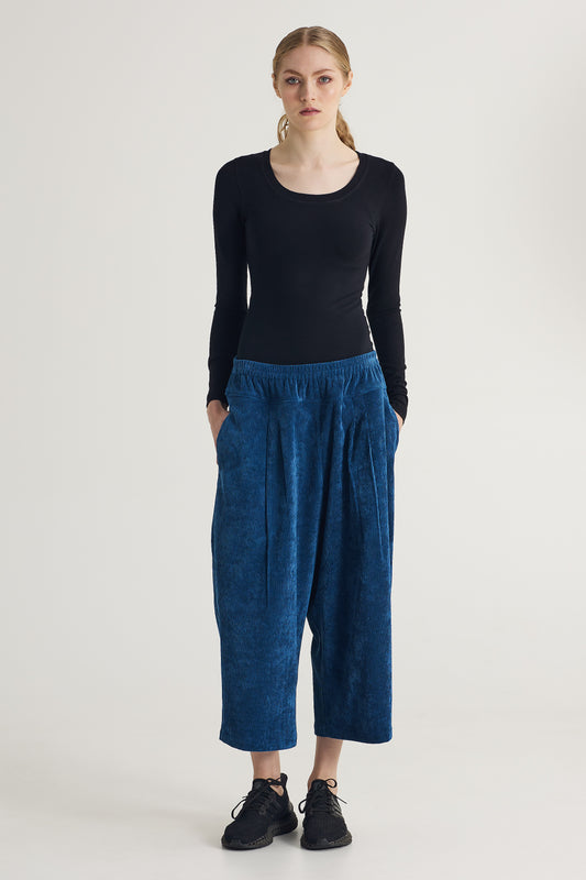 Corduroy Trousers With Pockets And Elastic Waistband