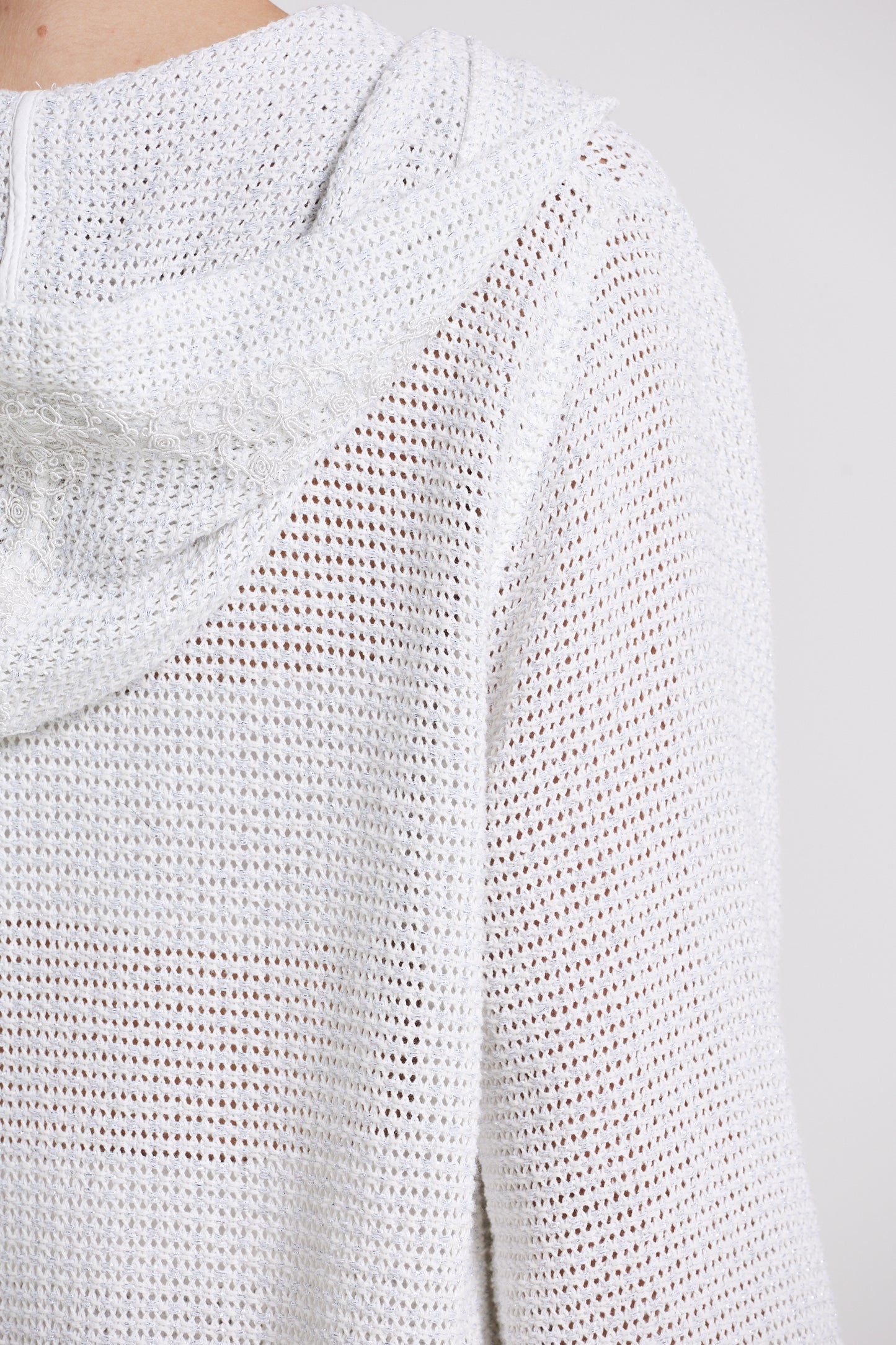 Knitwear Jacket With Bottom Lace Details