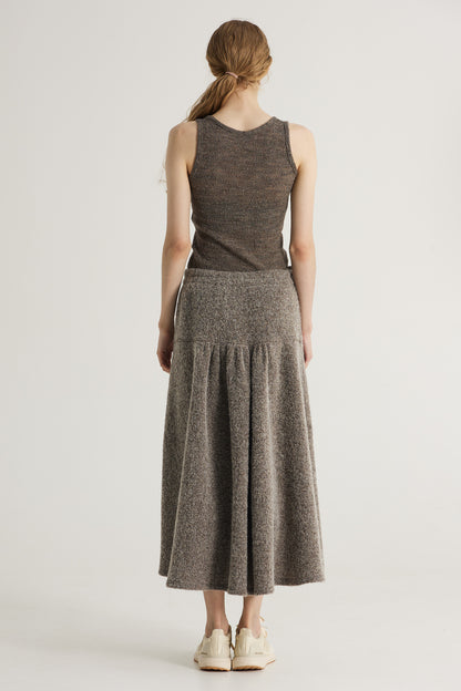 Long Wool Skirt With Elastic Waistband
