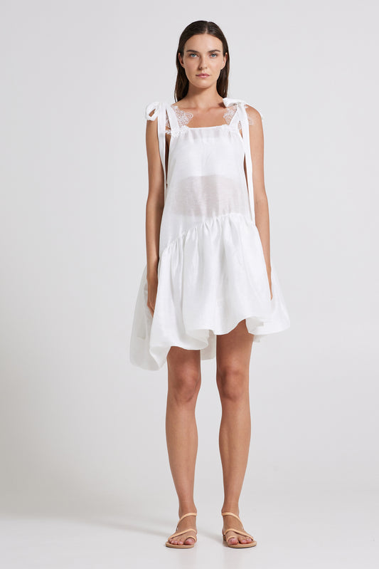 Linen And Silk Dress With Bubble Skirt