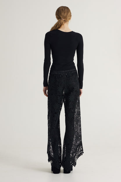 Lace Pants With Silk Elastic Waistband