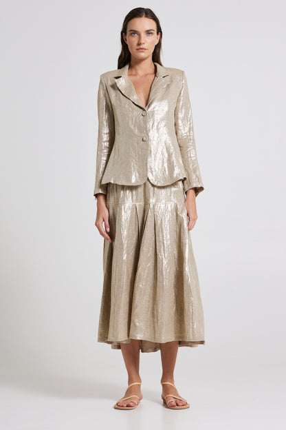 Long Linen Skirt With Elastic Waistband