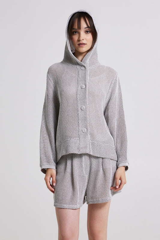 Knitwear Hooded Jacket With Front Buttons