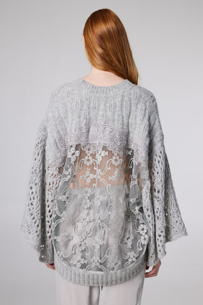 Wool Knitwear Sweater With Lace Back