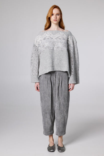 Wool Boxy Sweater With Boat-Neck