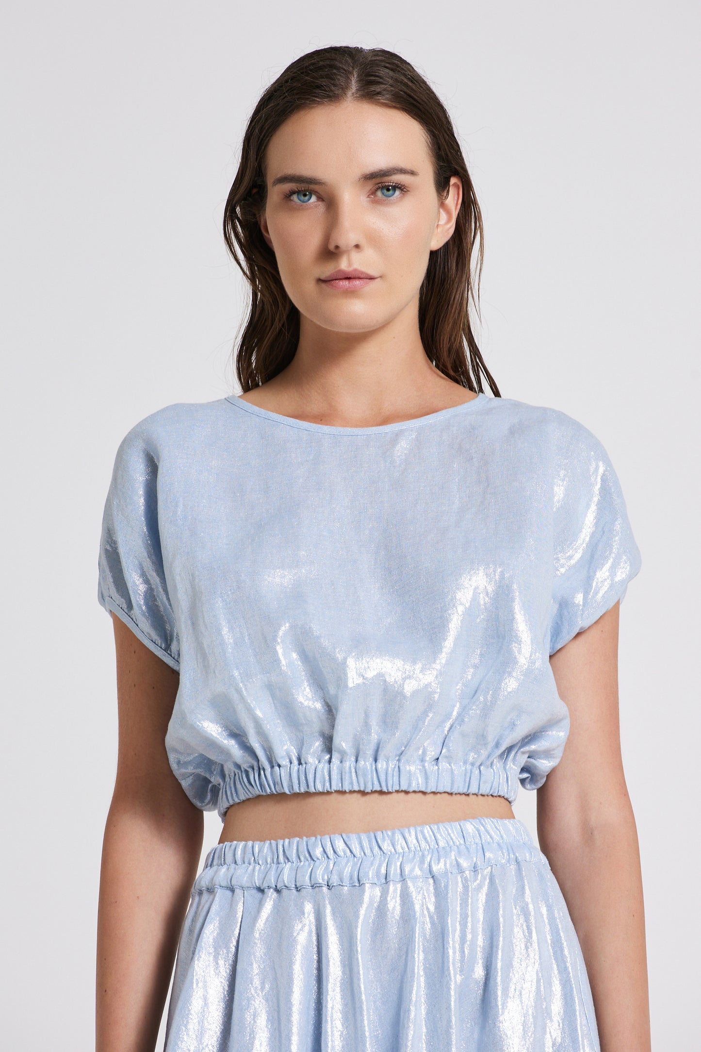 Linen Top With Elastic Waistband