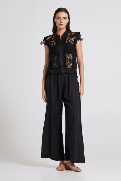 Sleeveless Lace Jacket With Zipper