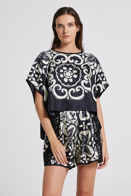 Silk Blouse With Front Print
