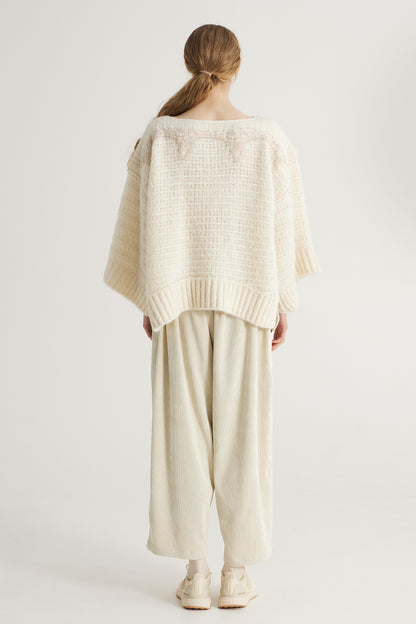 Knitwear Blouse With Lace Top And Bottom Details