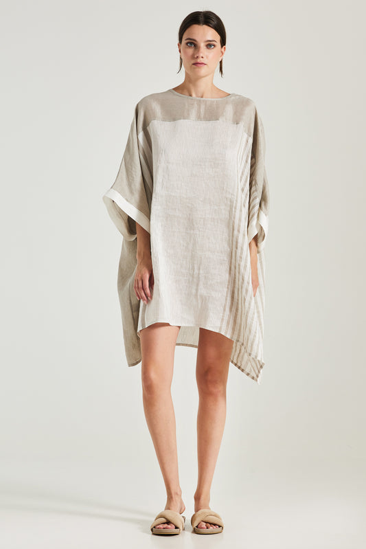 Linen And Silk Caftan With Oversize Fit