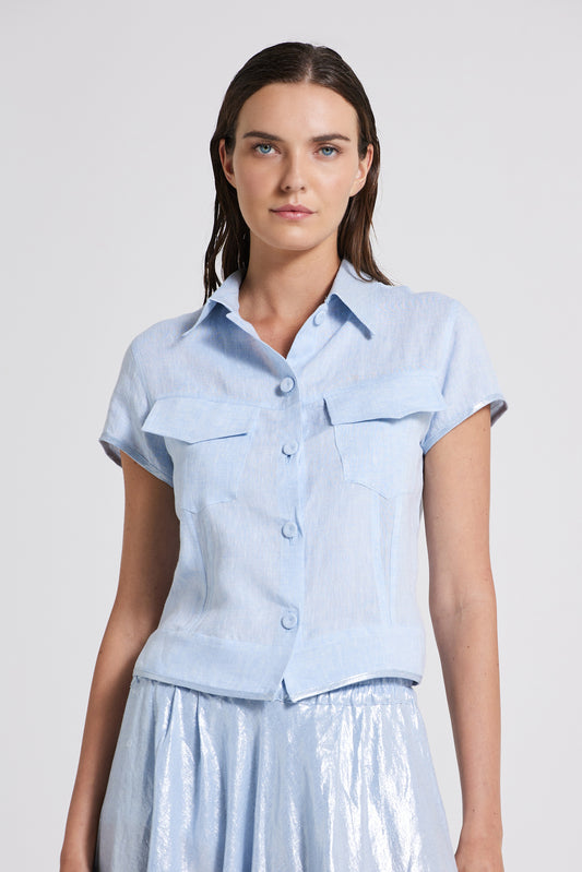 Linen Shirt With Chest Pockets
