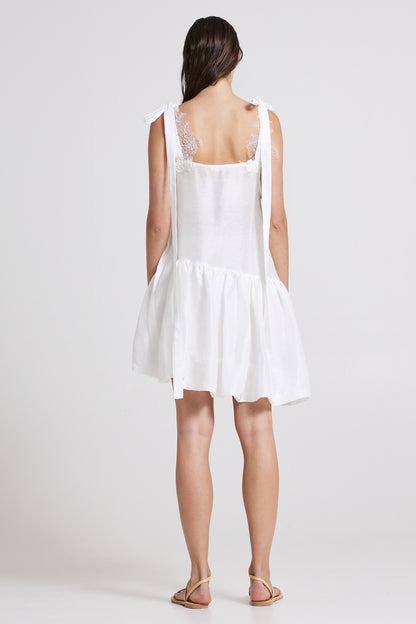Linen And Silk Dress With Bubble Skirt