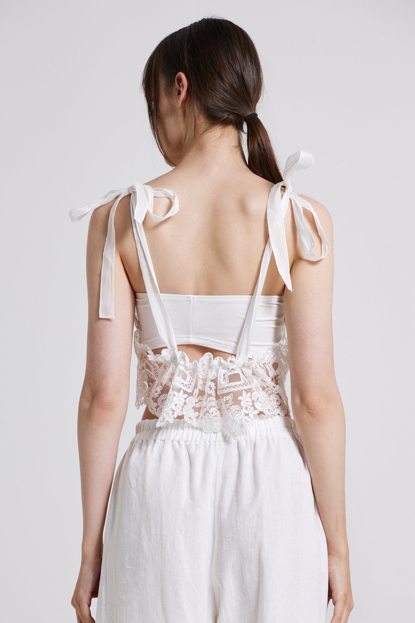 Lace Top With Ribbon Straps