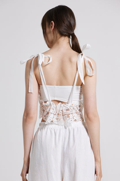 Lace Top With Ribbon Straps