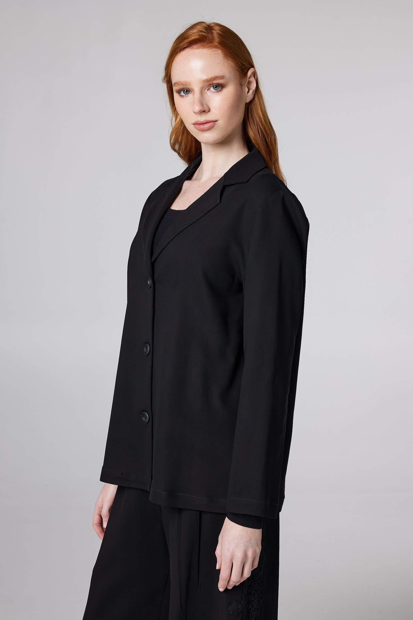 Blazer With Buttons And Lapel Collar