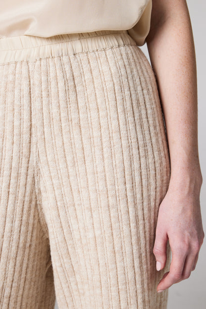 Wool Wide Trousers With Elastic Waistband