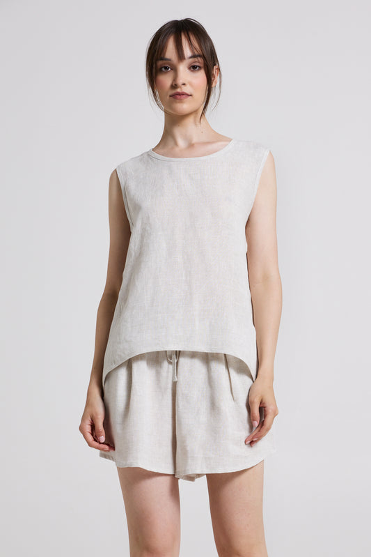 Linen Basic Sleeveless Blouse