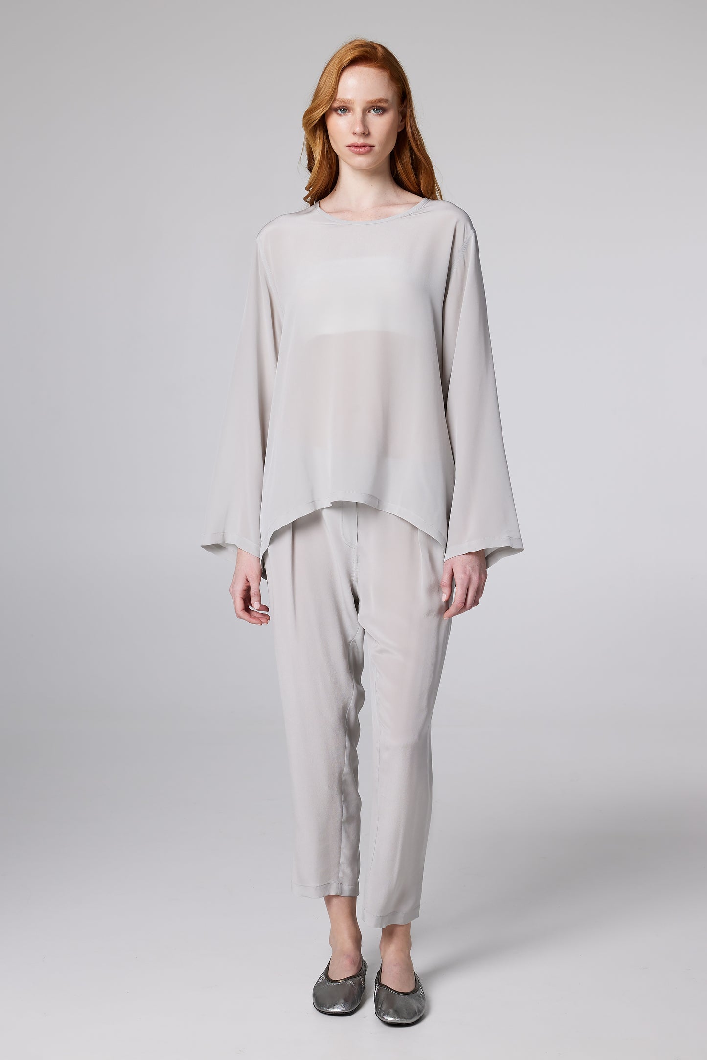 Silk Basic Shirt With Round Neck