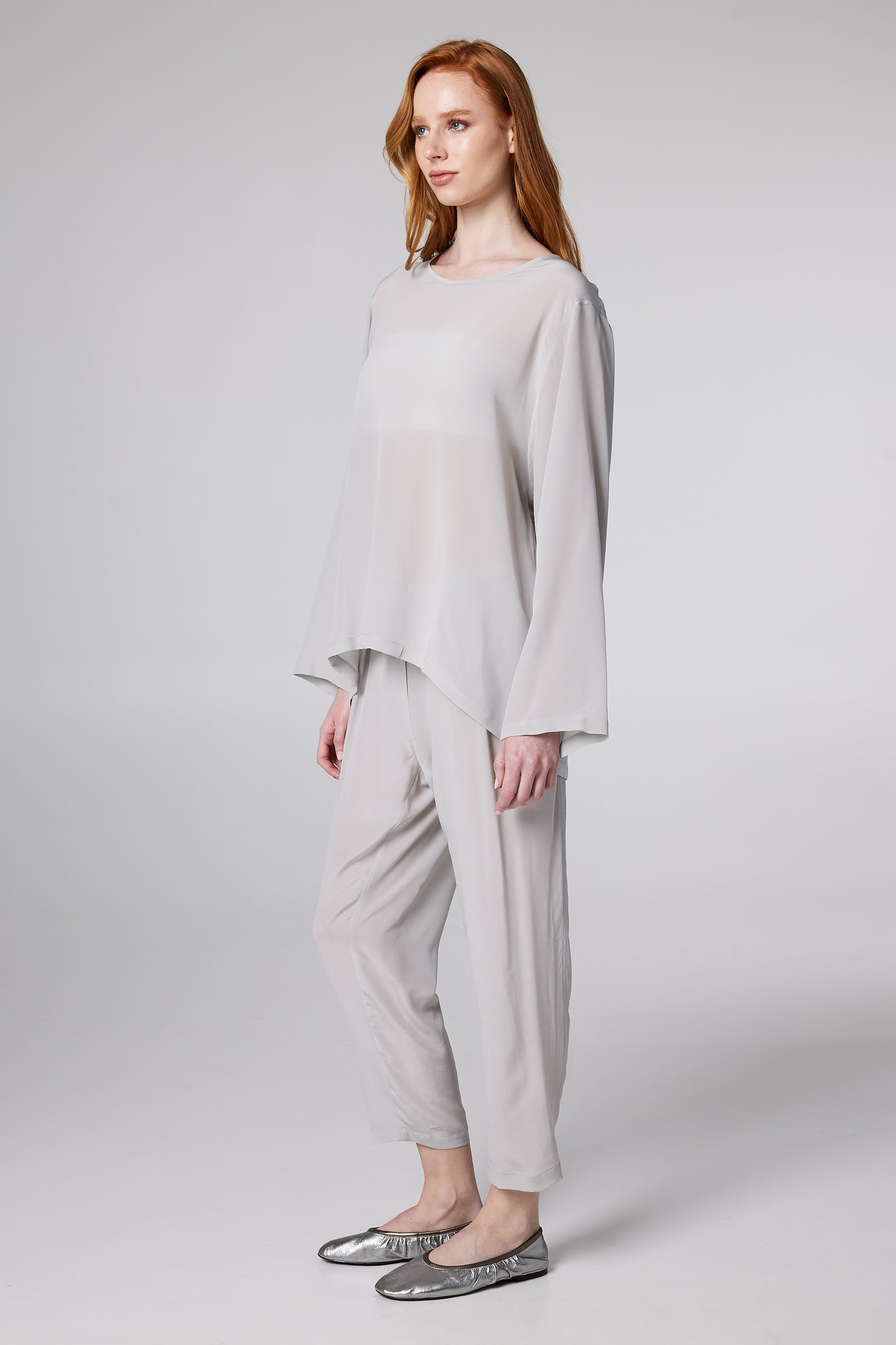 Silk Basic Shirt With Round Neck